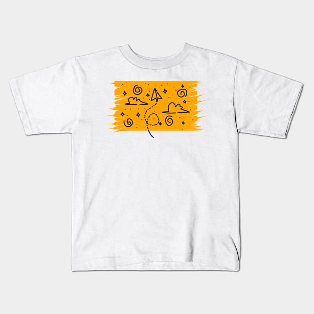 Yellow cloudy sky clip art Kids T-Shirt by pickup